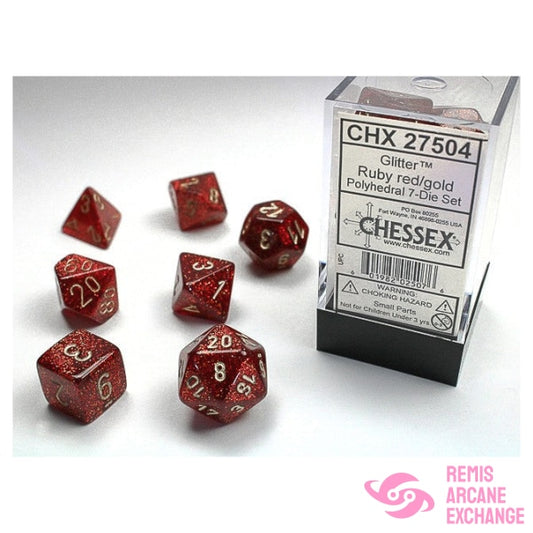 Glitter: Poly Ruby Red/Gold Die Set (7) Accessories