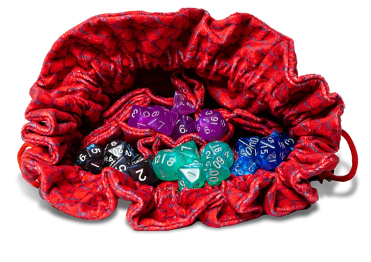 Dragon Storm Velvet Compartment Dice Bag: Red Dragon Scales