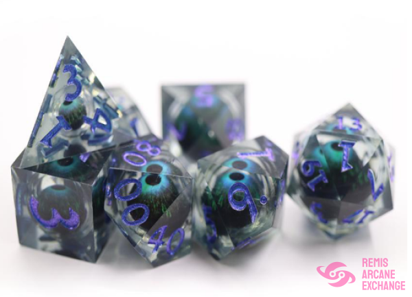 Sharp Edge Moving Eye Rpg Dice Set - Blue Cyclops