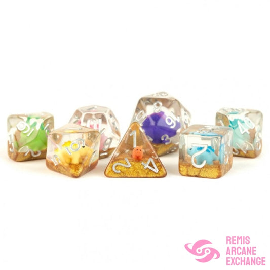7-Set Rainbow Dinosaur Dice