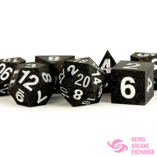 7-Set Sharp Edge Silicone Rubber Dice Set - Gold Scatter