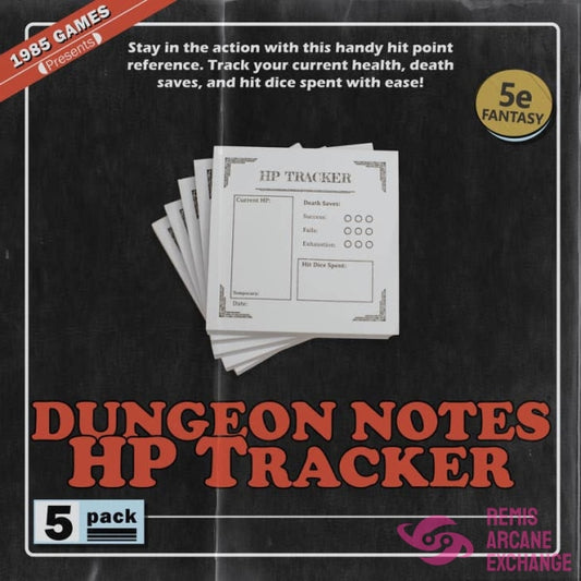 Dungeon D&D Sticky Notes - Hit Point Tracker 5 Pack Role Playing Games