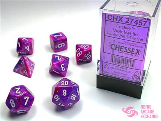 Festive: Poly Violet/White Die Set (7) Accessories