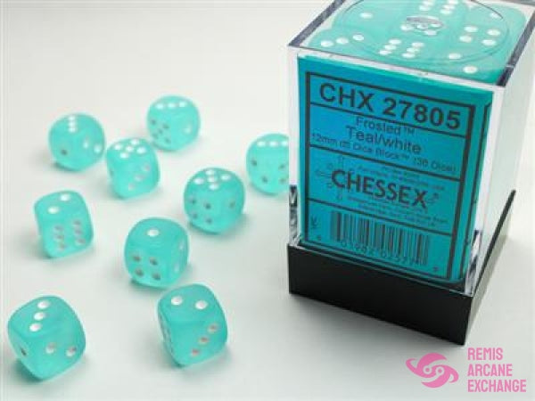 Frosted: 12Mm D6 Teal/White Dice Block (12 Dice) Accessories