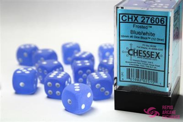 Frosted: 16Mm D6 Blue/White Dice Block (12 Dice) Accessories