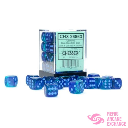 Gemini: 12Mm D6 Blue/Lt Blue Luminary Dice Block (12 Dice) Accessories