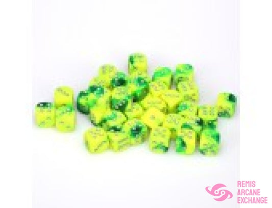 Gemini: 12Mm D6 Green-Yellow / Silver Dice Block (36 Dice) Accessories