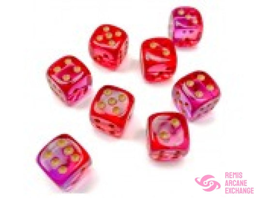 Gemini: 12Mm D6 Translucent Red-Violet / Gold Dice Block (36 Dice) Accessories