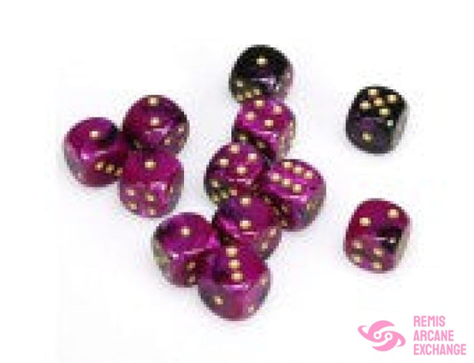 Gemini: 16Mm D6 Black Purple / Gold Dice Block (12 Dice) Accessories