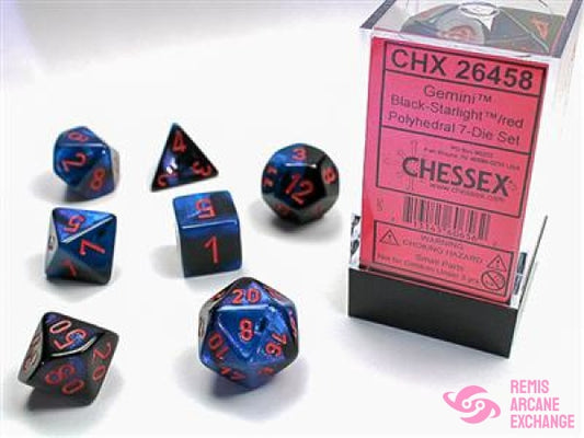 Gemini: Poly Black-Starlight/Red Die Set (7) Accessories