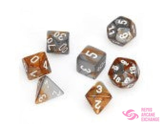 Gemini: Poly Cooper-Steel / White Die Set (7) Accessories
