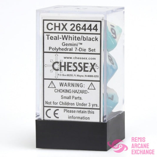 Gemini: Poly Teal-White / Black Die Set (7) Accessories