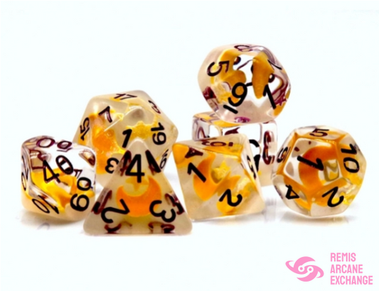Glow In The Dark Moon & Star 7 Dice Set