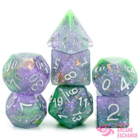Green & Purple Seabed 7 Dice Set