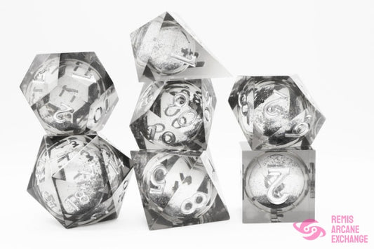 Liquid Core Sharp Edge 7 Dice Set - Black