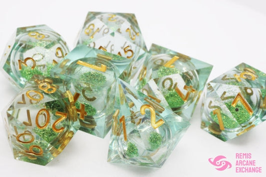 Liquid Core Sharp Edge 7 Dice Set - Mint Green