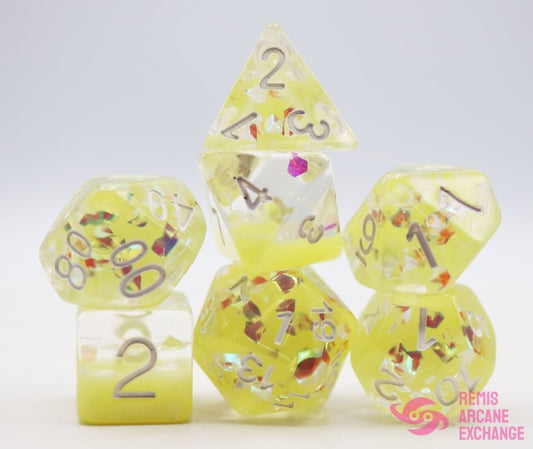Milk Yellow Shimmer Diamond 7 Dice Set