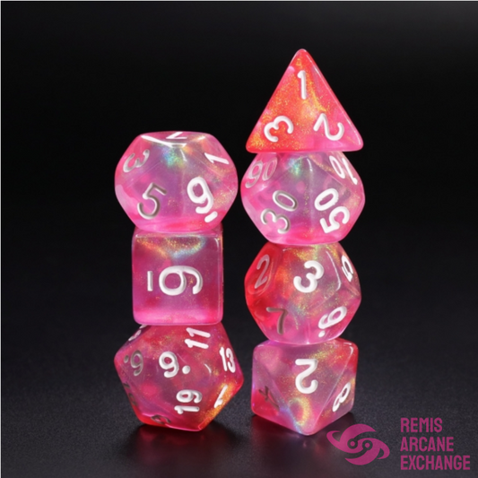 Pink Bunny 7 Dice Set