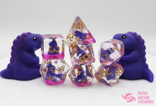Purple T-Rex 7 Dice Set