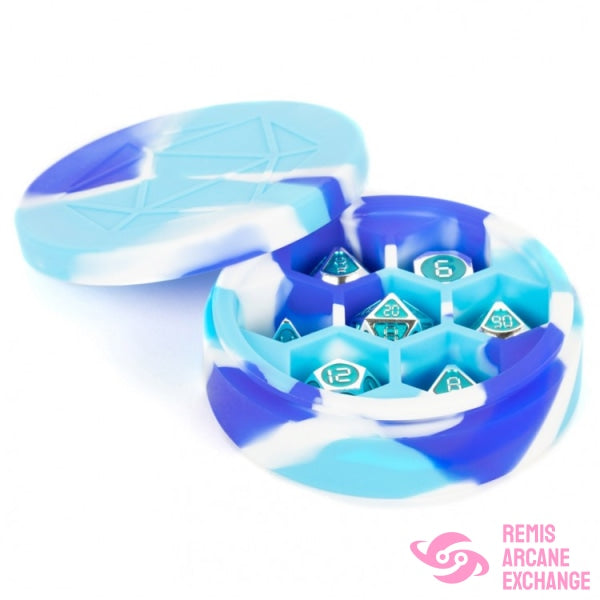 Silicone Round Dice Case: Blue Swirl Accessories