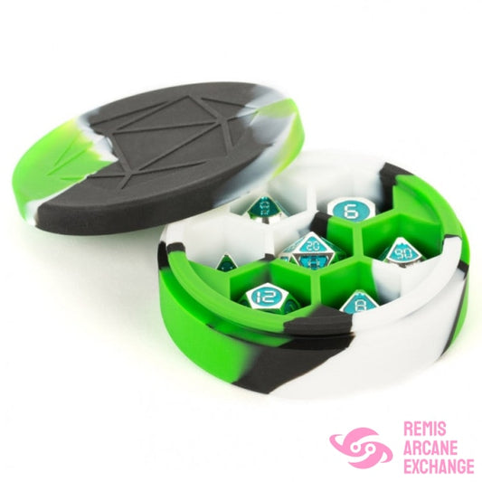 Silicone Round Dice Case: Green Swirl Accessories