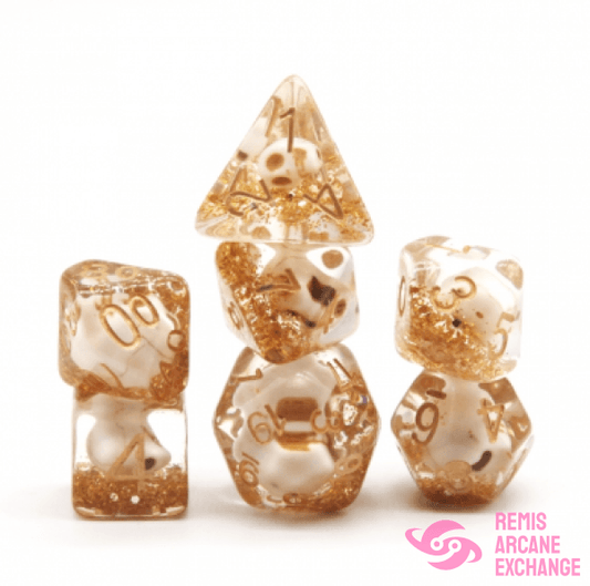 Skull & Gold Glitter 7 Dice Set