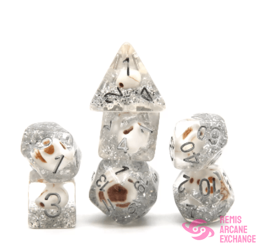 Skull & Silver Glitter 7 Dice Set