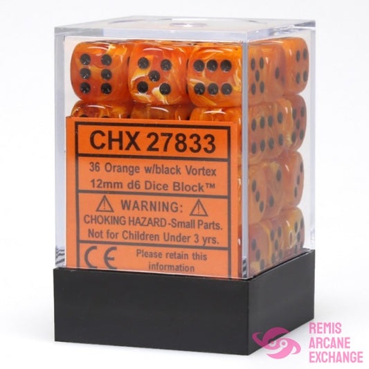 Vortex: 12Mm D6 Orange/Black Dice Block (36 Dice) Accessories