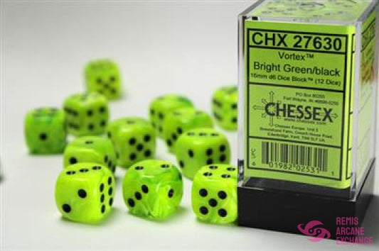 Vortex: 16Mm D6 Bright Green/Black Dice Block (12 Dice) Accessories
